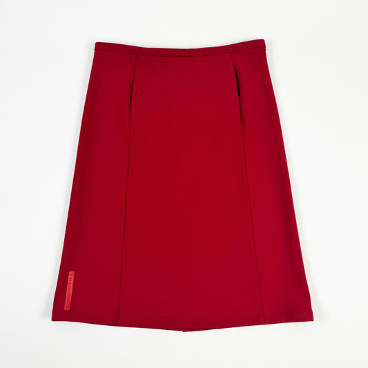 Prada Burgundy Red Nylon Skirt with Pockets SS2000