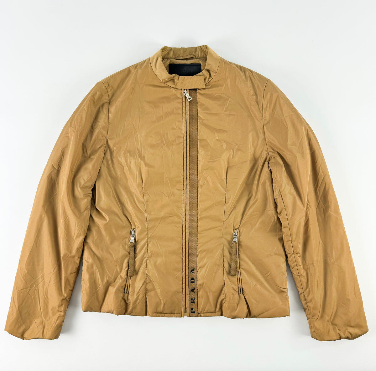 Prada Padded Nylon Jacket with Logo Vertical Stripe FW1999