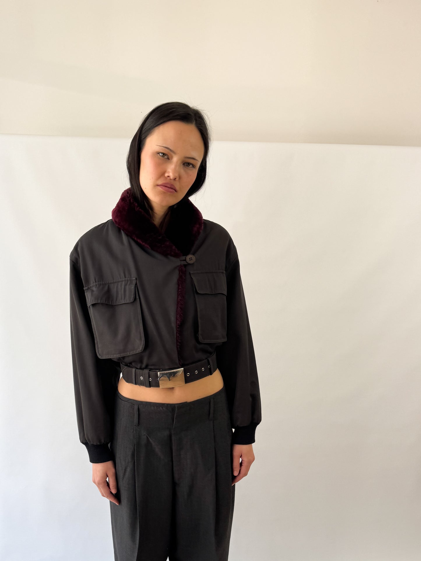 Jean Paul Gaultier Cropped Fur Collar Runway Jacket FW1991