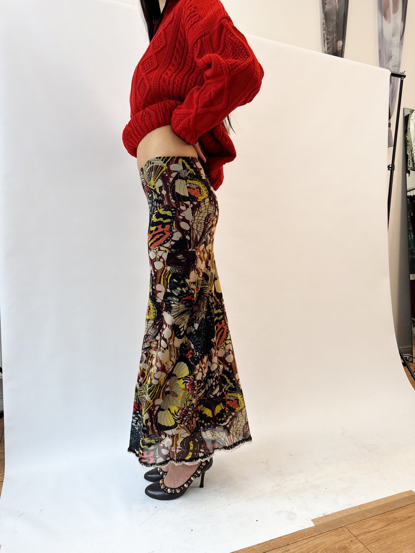 Jean Paul Gaultier Butterfly Mesh Maxi Skirt SS2003