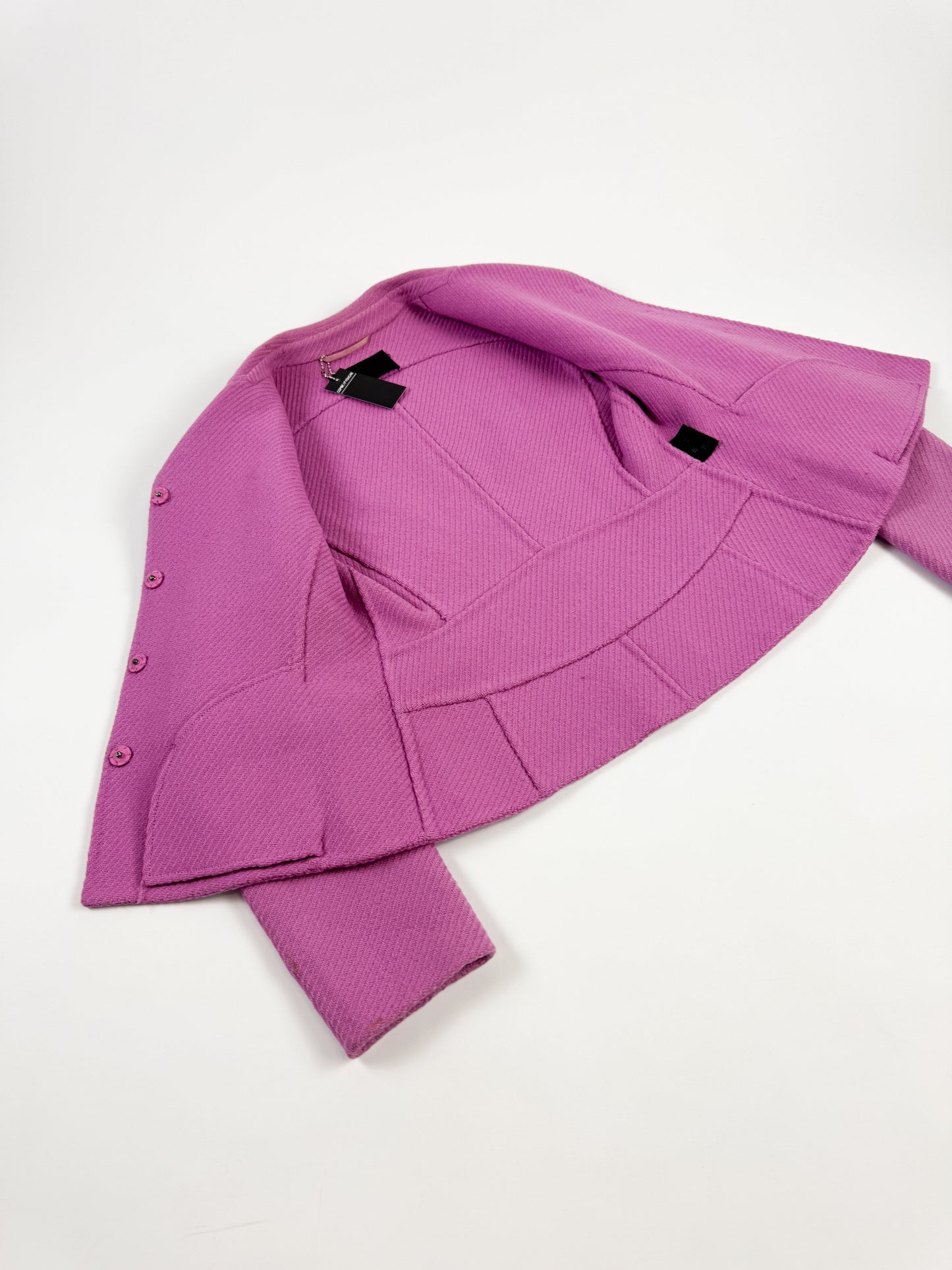 Prada Structured Pink Harringbone Weave Wool Blazer FW1999