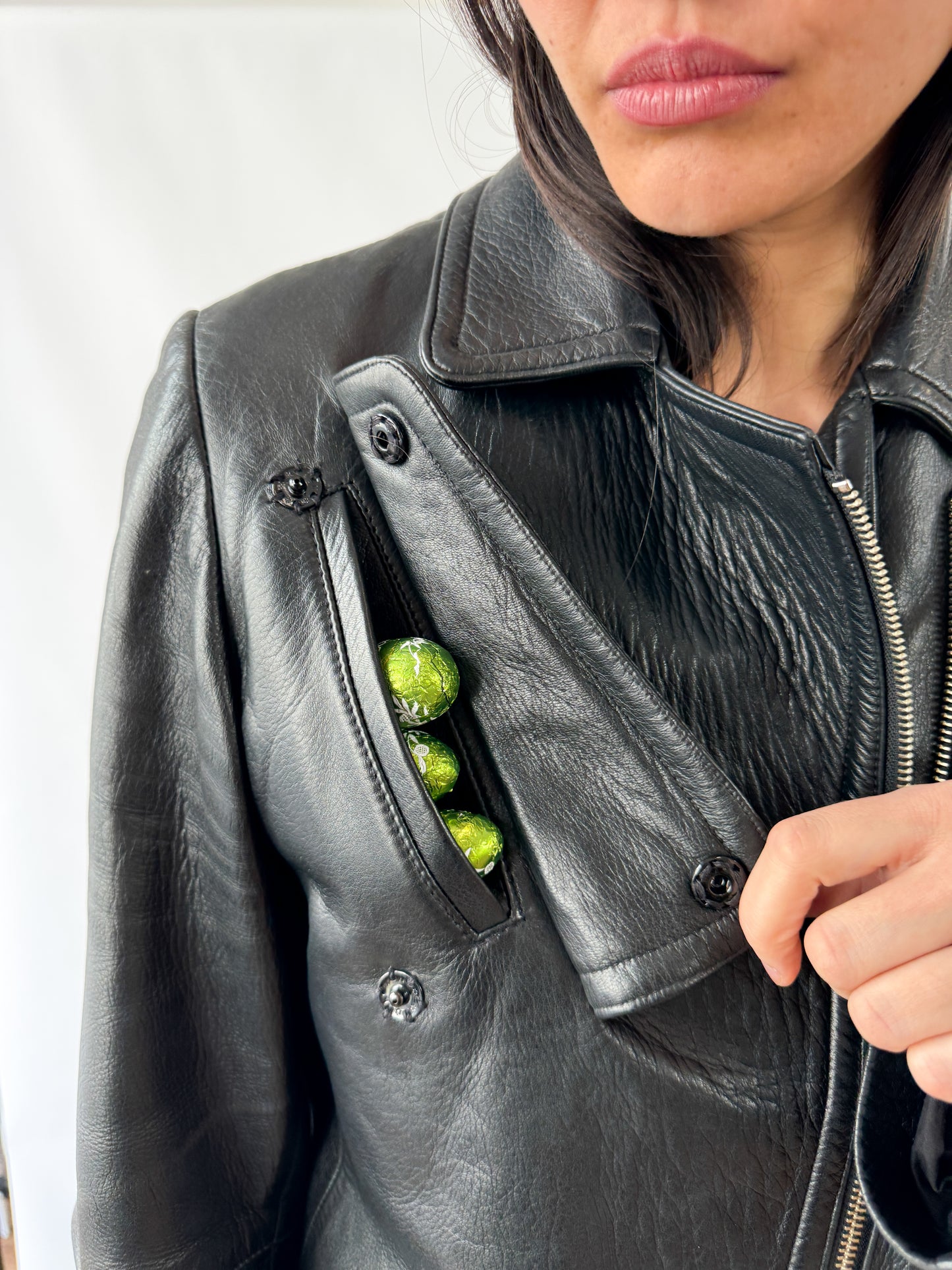 Ann Demeulemeester Chest Pocket Leather Jacket 2000s