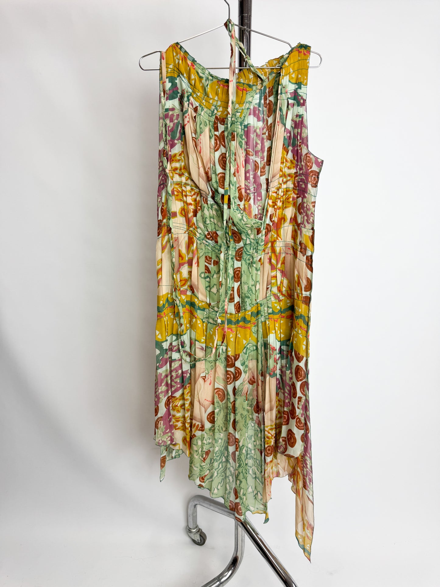 Jean Paul Gaultier Pleated Colourful Silk Dress FW2002