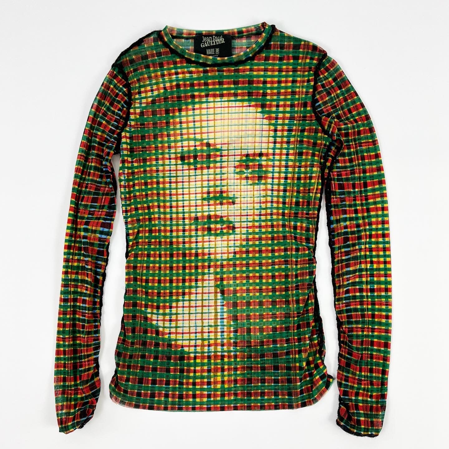 Jean Paul Gaultier Pixelated Portrait Mesh Long Sleeve FW2001