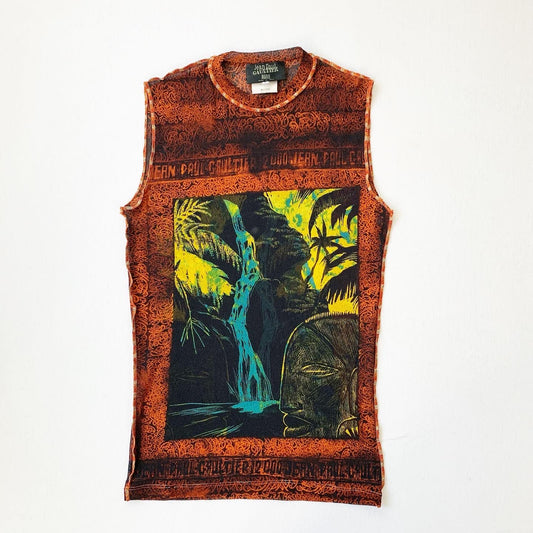 Jean Paul Gaultier Waterfall Mesh Tank Top