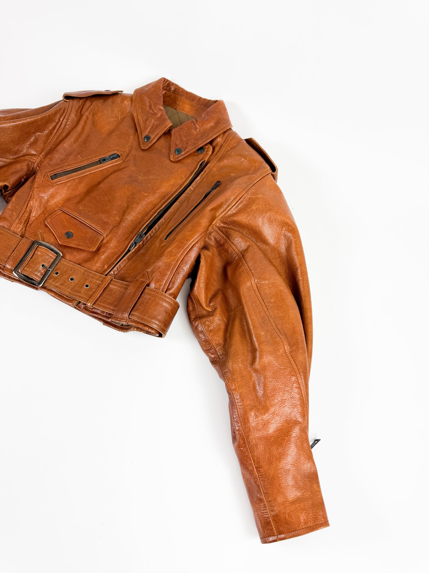 Jean Paul Gaultier Cuir Cropped Biker Leather Jacket SS1986