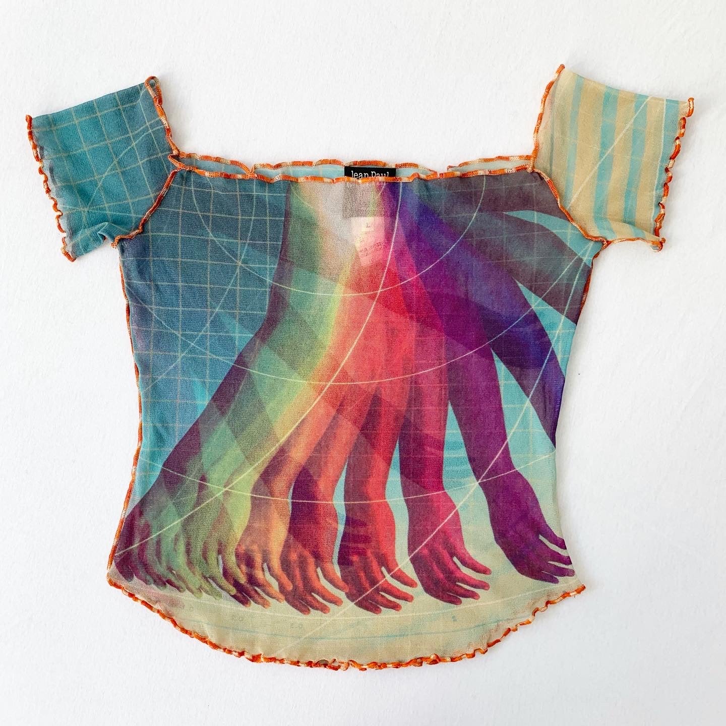 Jean Paul Gaultier Abstract Rainbow Anatomy Print Top SS2005