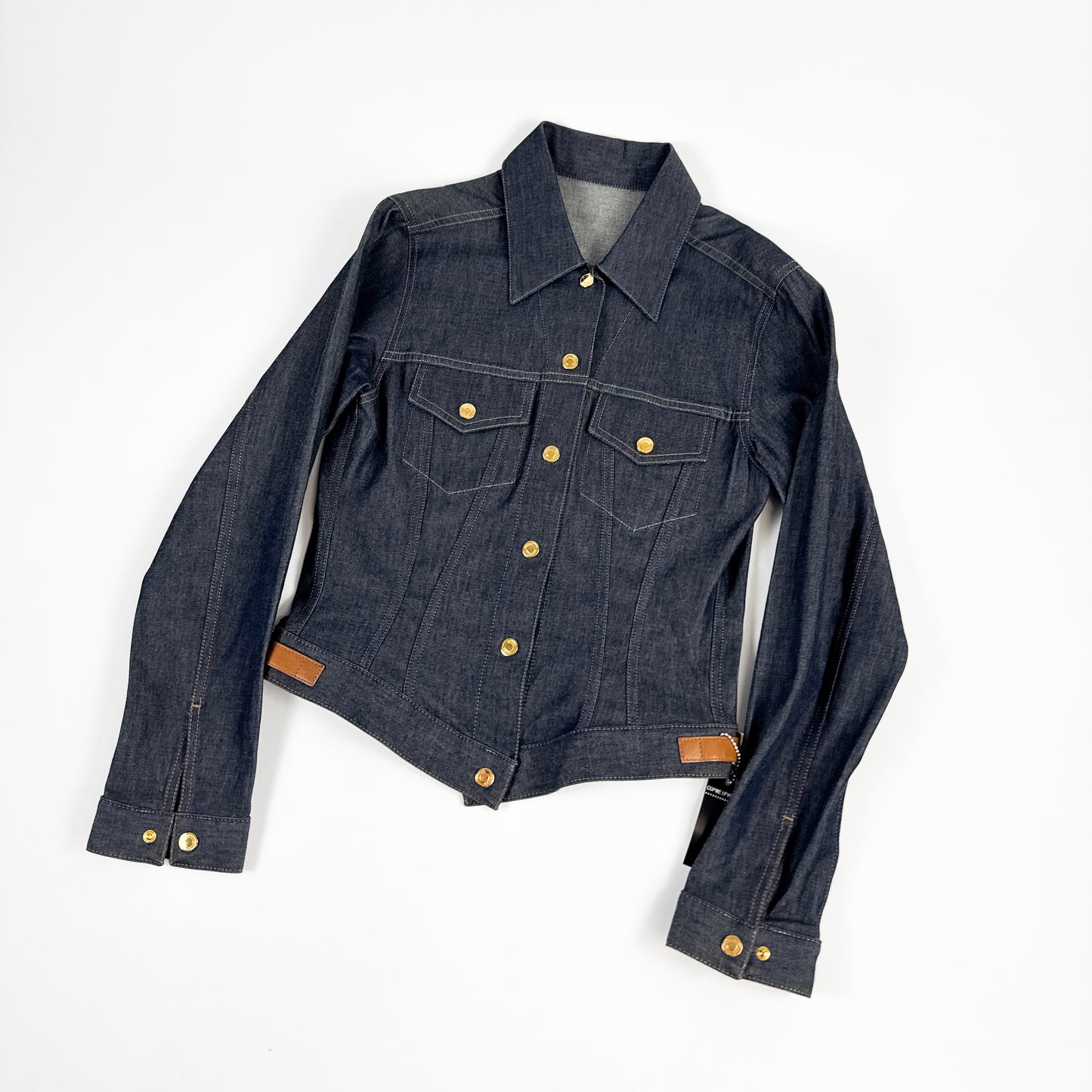 Gucci Tailored Denim Jacket with Brown Leather Belts SS2000