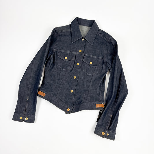 Gucci Tailored Denim Jacket with Brown Leather Belts SS2000