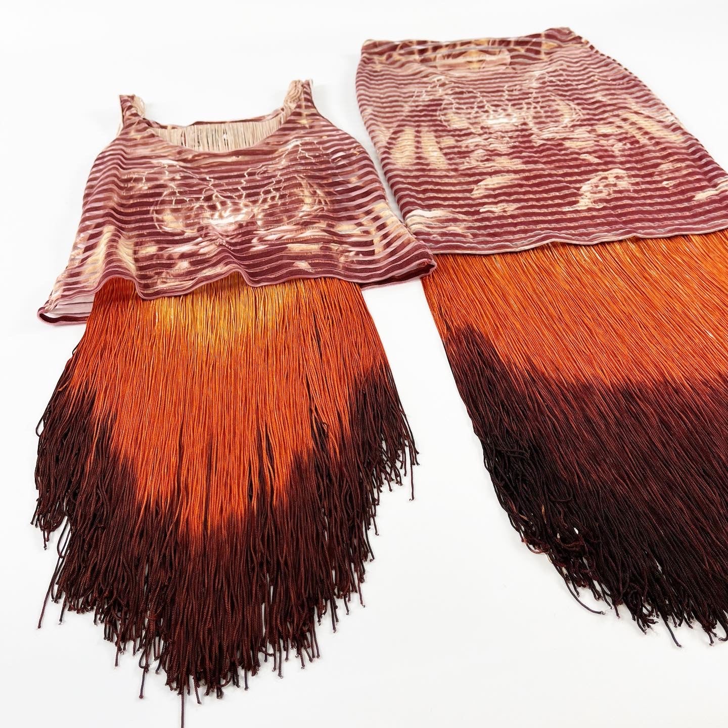 Jean Paul Gaultier Striped Gargoyle Fringe Skirt Set SS2001