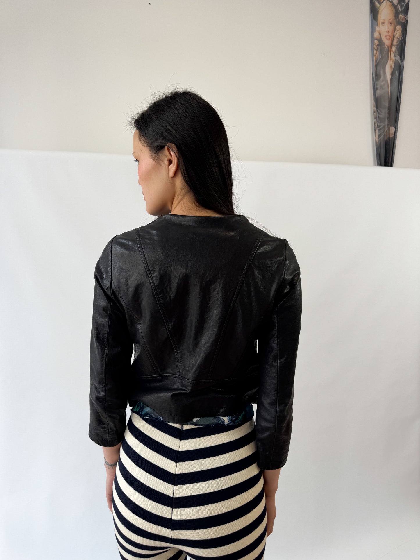 Sandro Cropped Lamb Leather Biker Jacket 2009