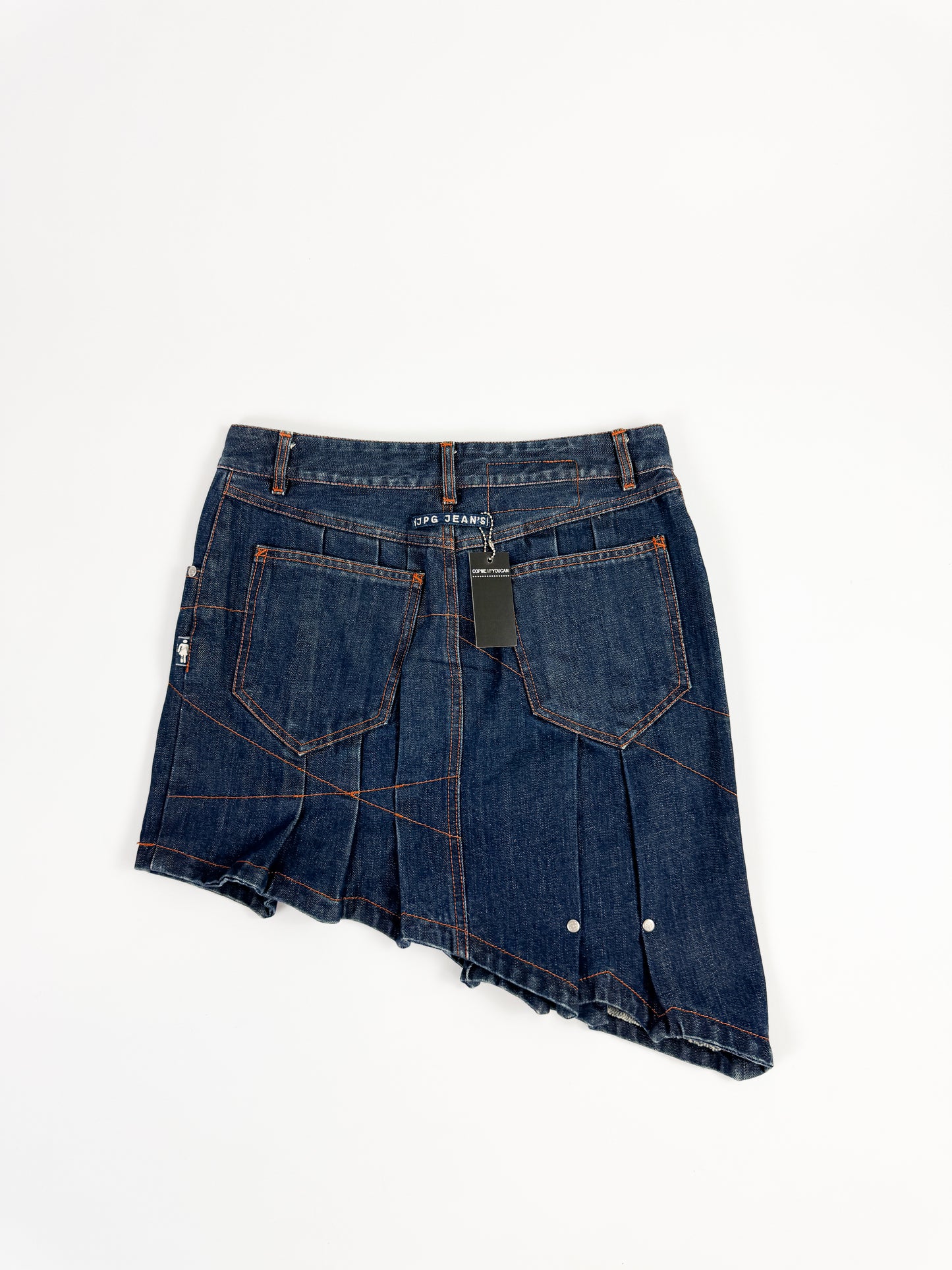 Jean Paul Gaultier Asymmetrical Pleat Denim Skirt FW2002