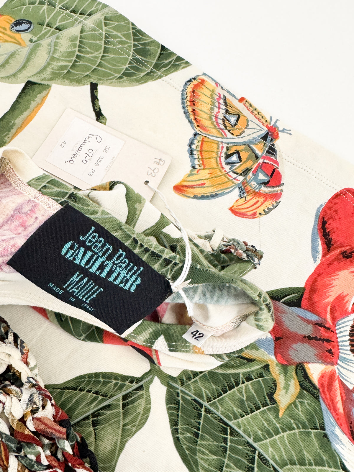 Jean Paul Gaultier Botanical Print Dress with Knit Sleeves SS1993