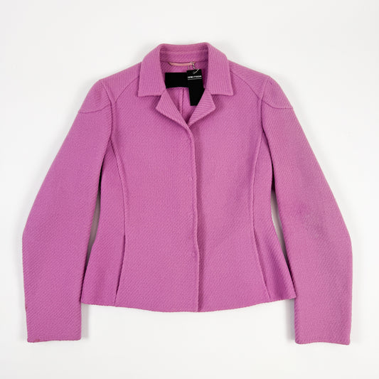 Prada Structured Pink Harringbone Weave Wool Blazer FW1999