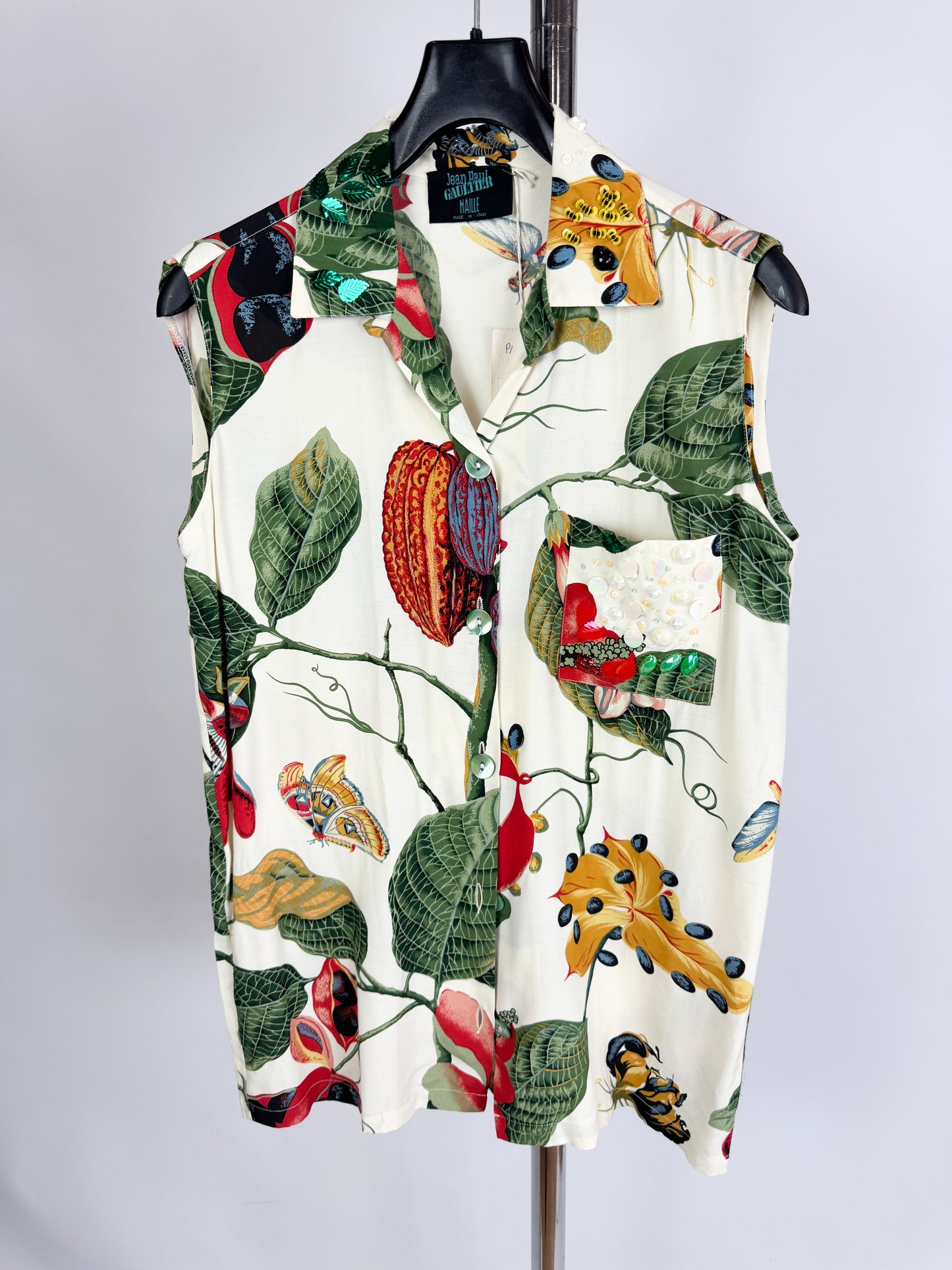 Jean Paul Gaultier Botanical Print Sleeveless Blouse SS1993