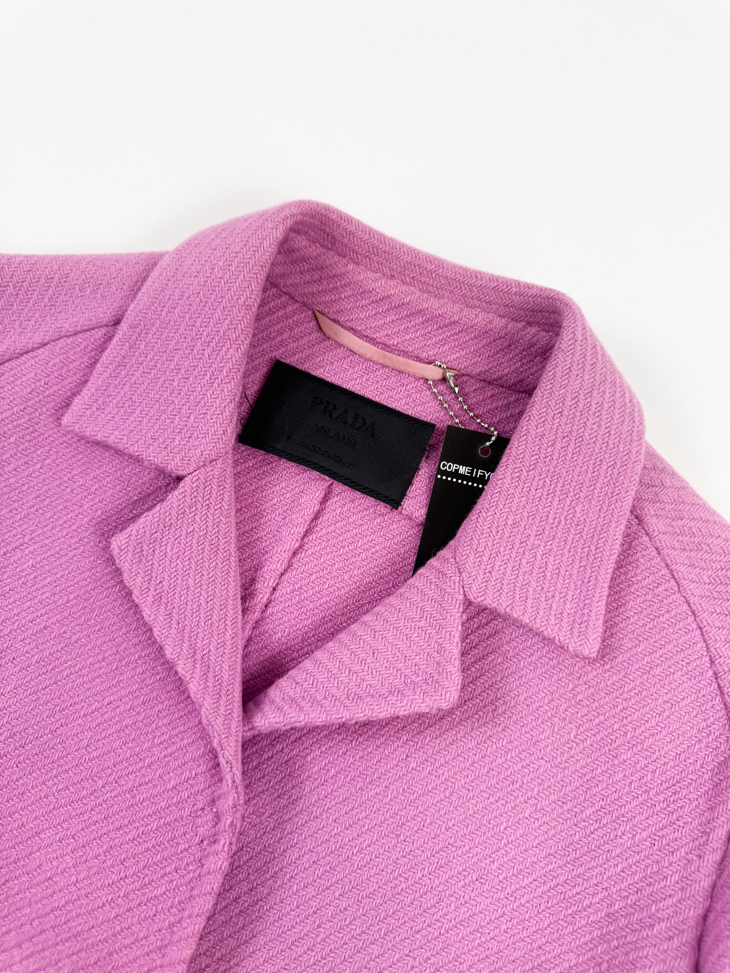 Prada Structured Pink Harringbone Weave Wool Blazer FW1999