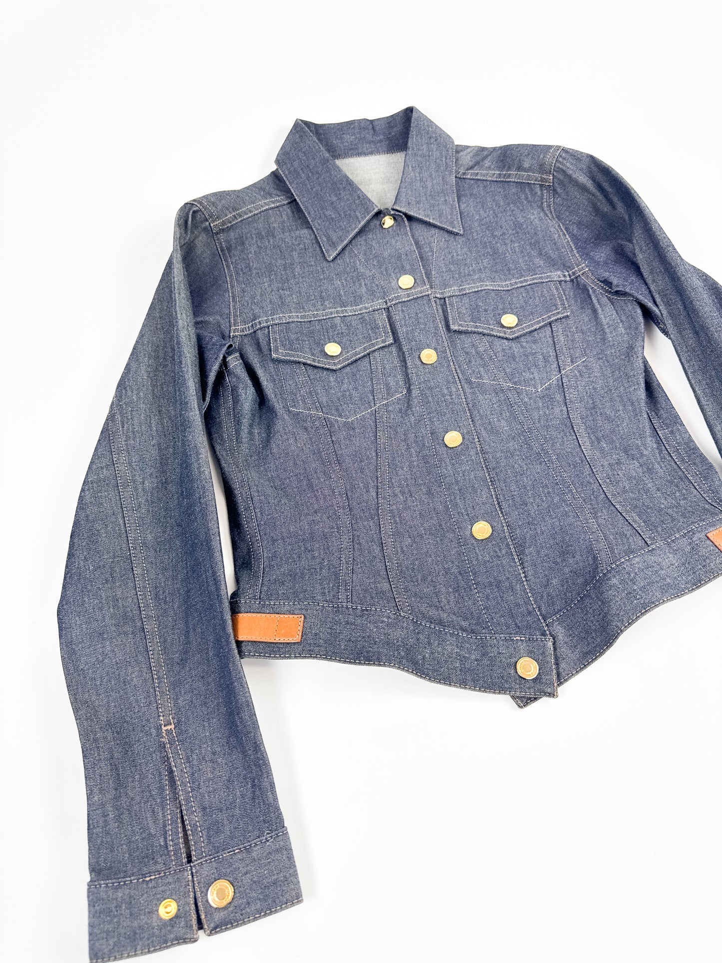 Gucci Tailored Denim Jacket with Brown Leather Belts SS2000