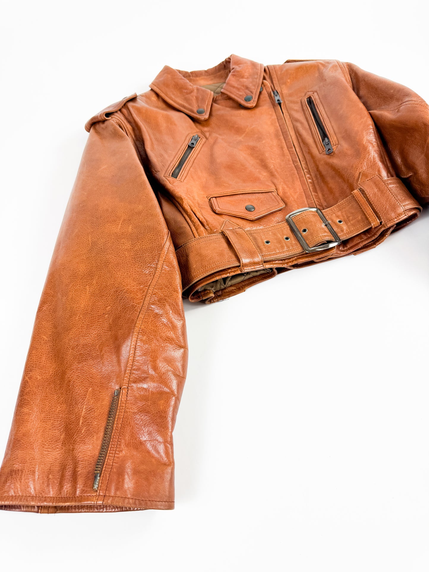 Jean Paul Gaultier Cuir Cropped Biker Leather Jacket SS1986