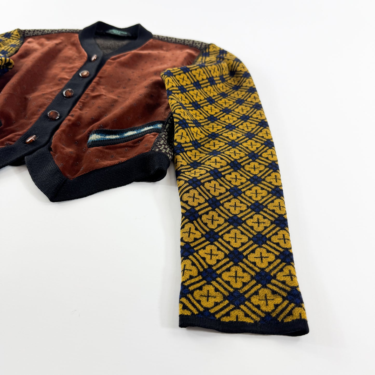 Jean Paul Gaultier Multicolour Patterned Velvet Knit Cardigan FW1988
