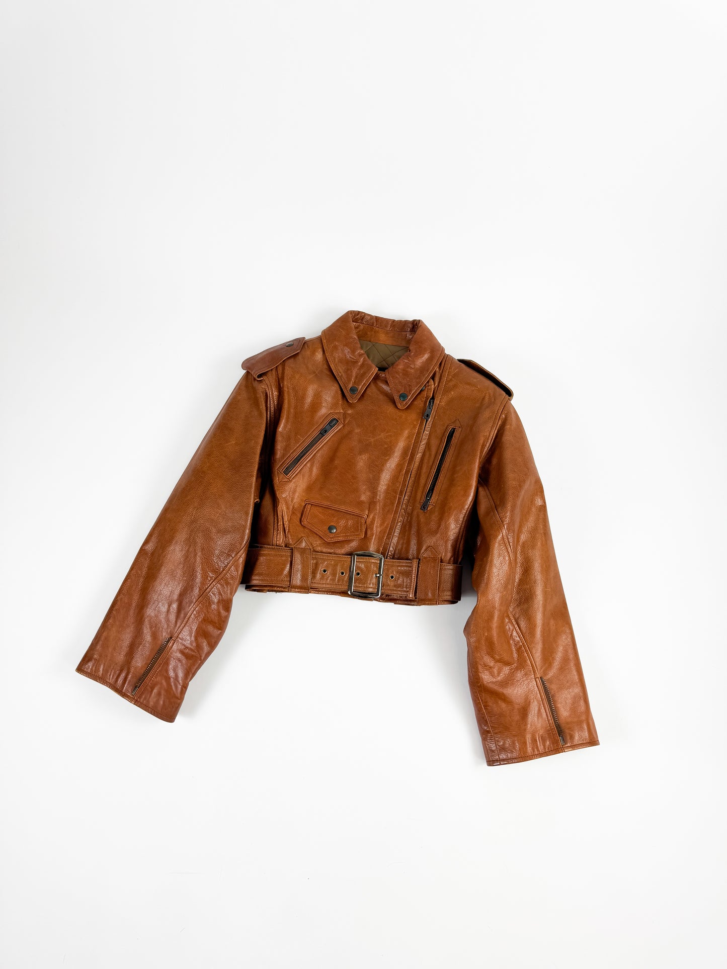 Jean Paul Gaultier Cuir Cropped Biker Leather Jacket SS1986