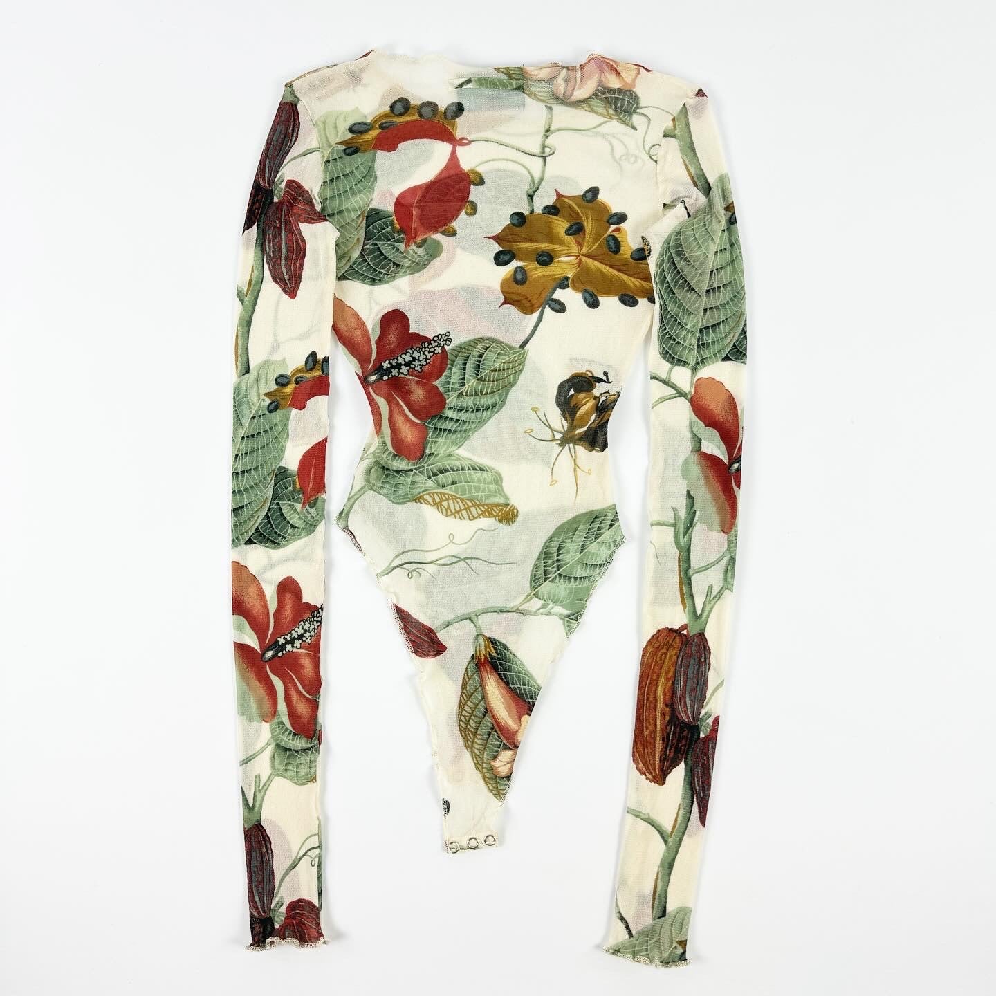 Jean Paul Gaultier Botanical Print Mesh Body Suit