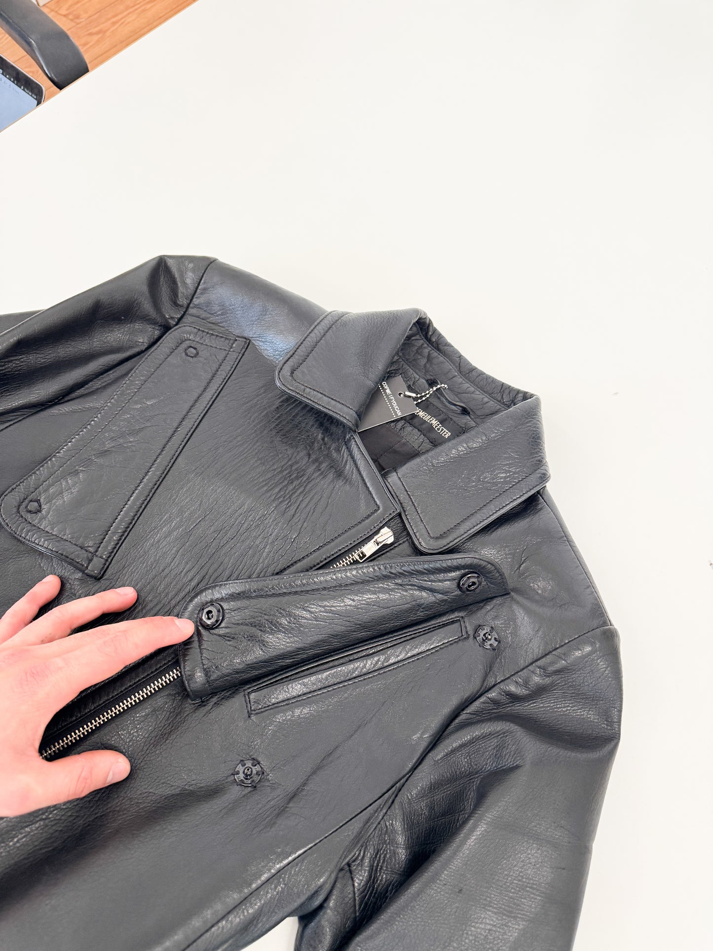 Ann Demeulemeester Chest Pocket Leather Jacket 2000s