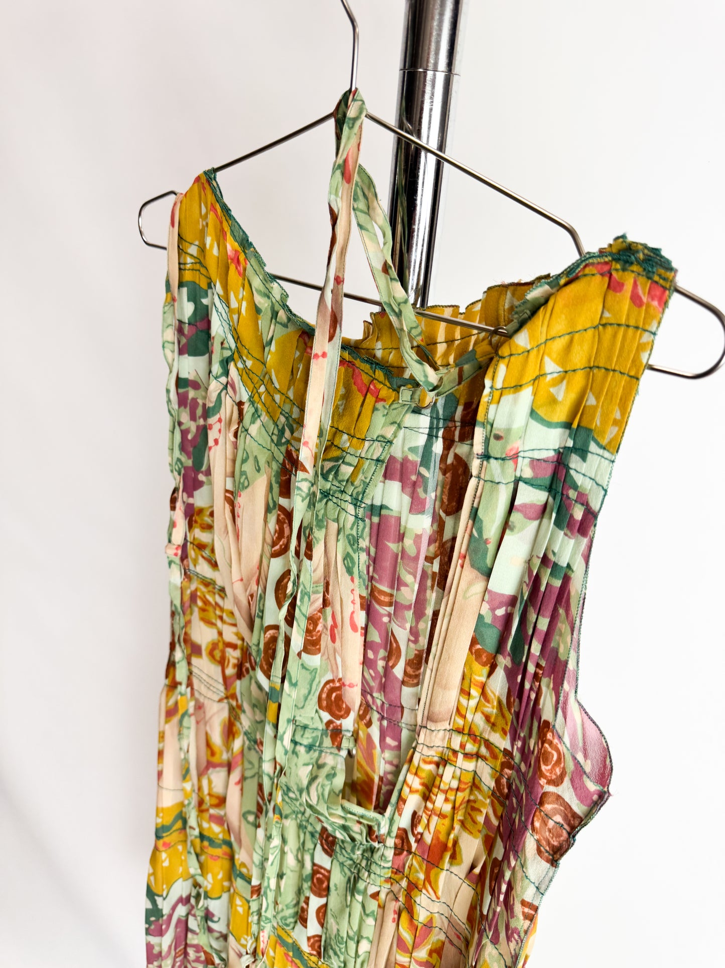 Jean Paul Gaultier Pleated Colourful Silk Dress FW2002