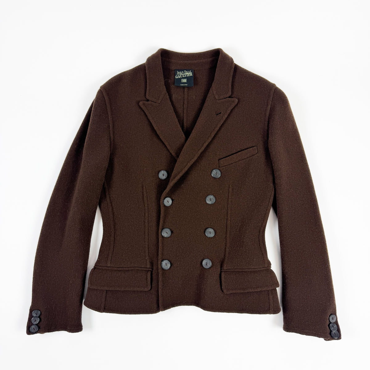 Gaultier Brown Double-Breasted Wool Blazer Early 90s