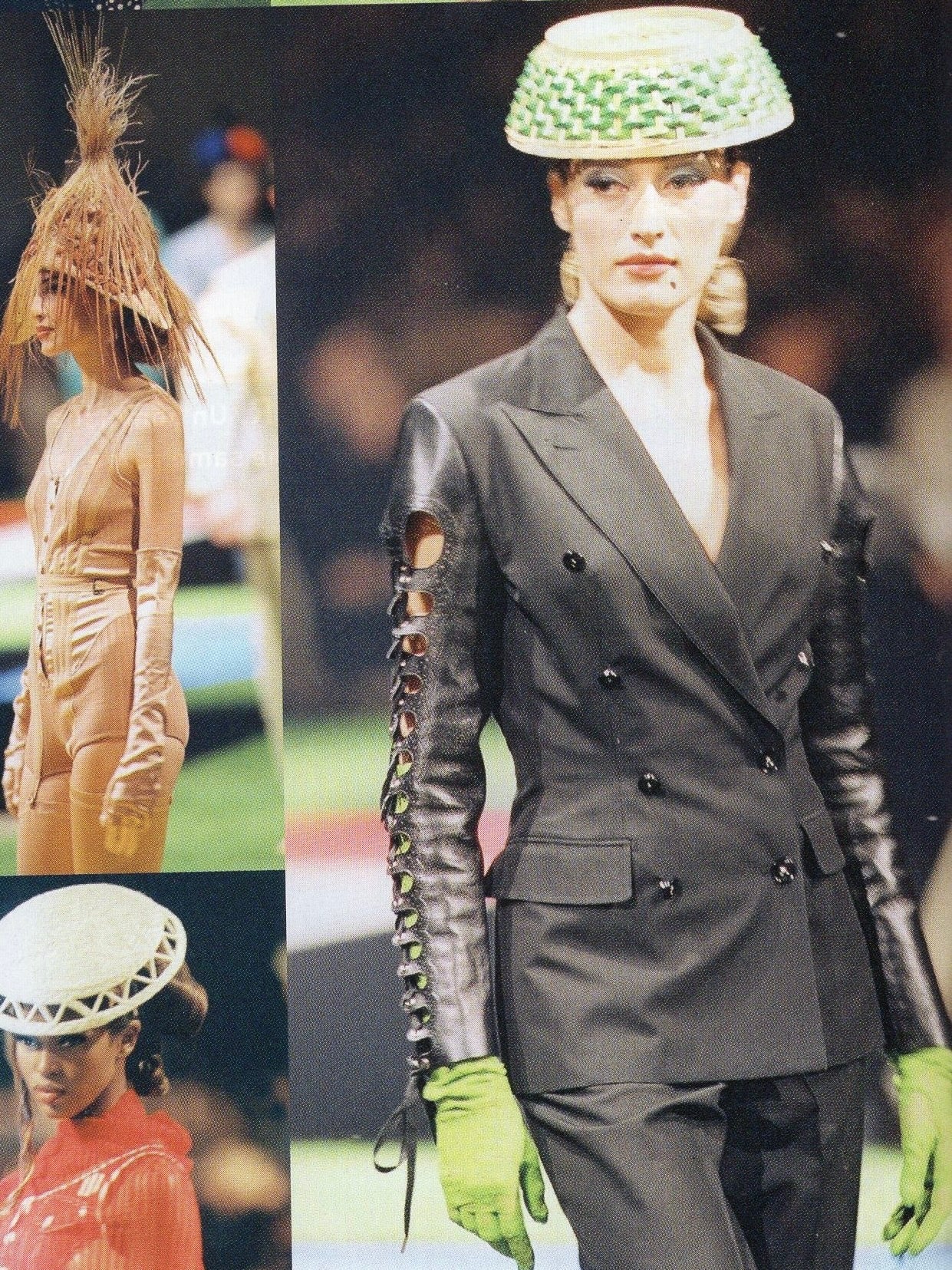 Jean Paul Gaultier Double Breasted Runway Blazer with Leather Lace-Up Sleeves SS1992