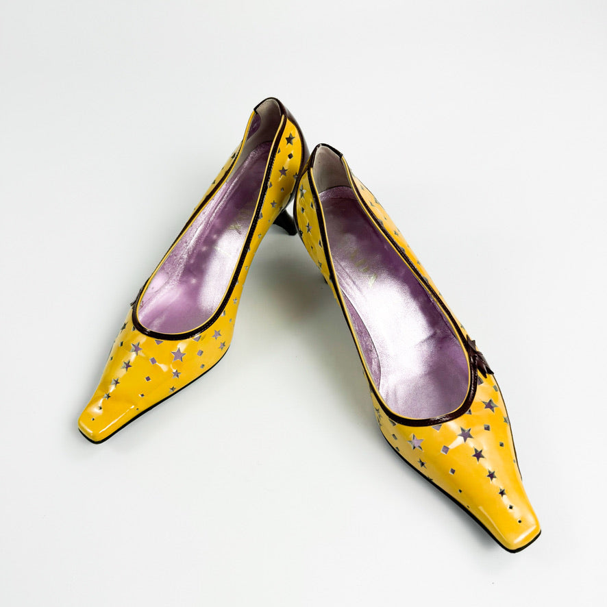 Prada Star Cut-Out Patent Leather Kitten Heels SS2000