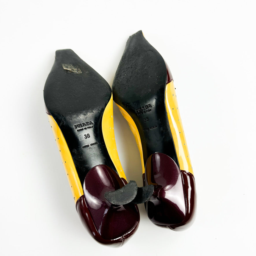 Prada Star Cut-Out Patent Leather Kitten Heels SS2000