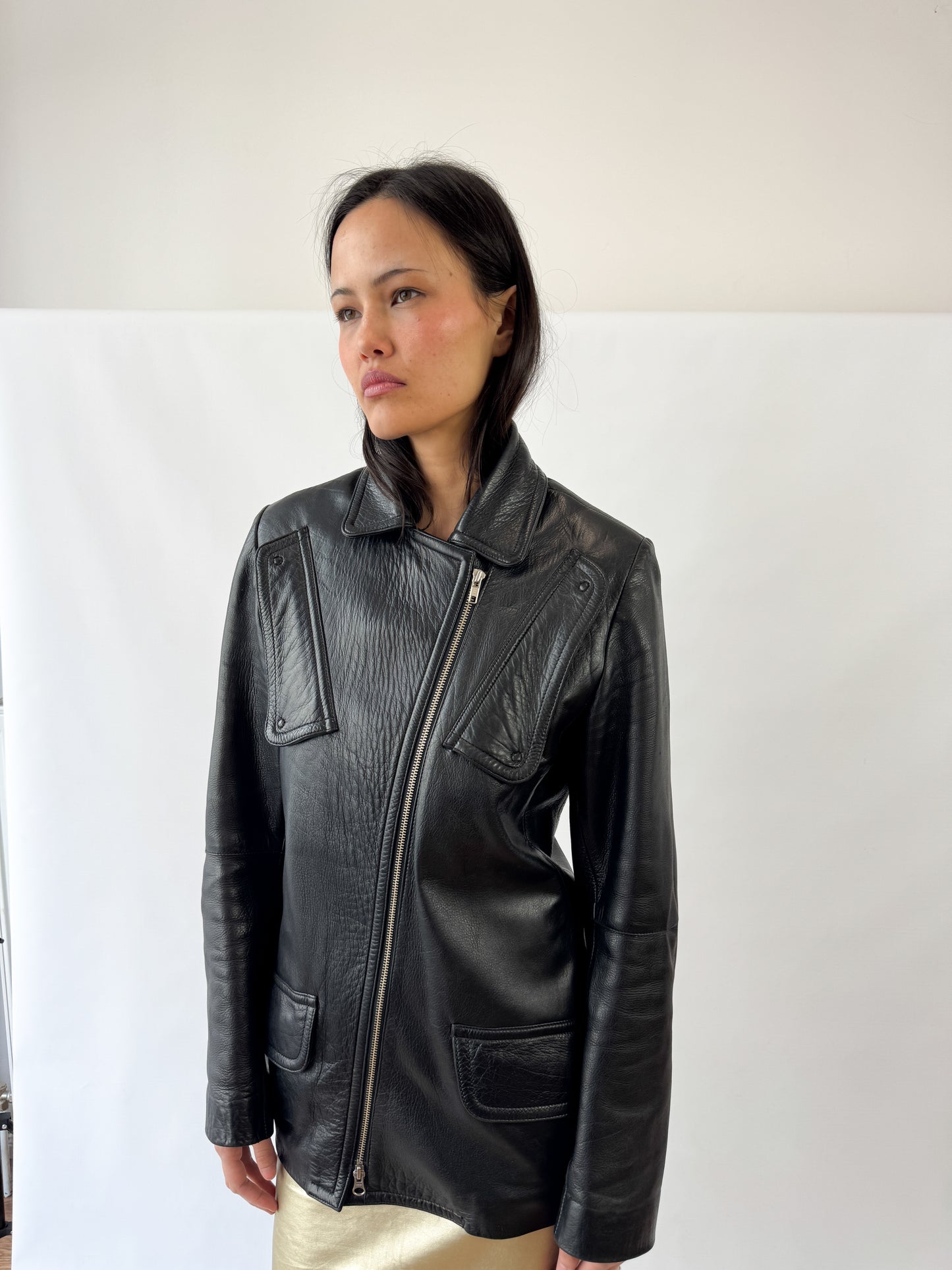 Ann Demeulemeester Chest Pocket Leather Jacket 2000s