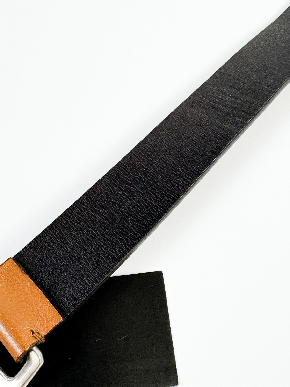 Prada Brown Waist Belt with Elongated Silver Metal Buckle FW1999