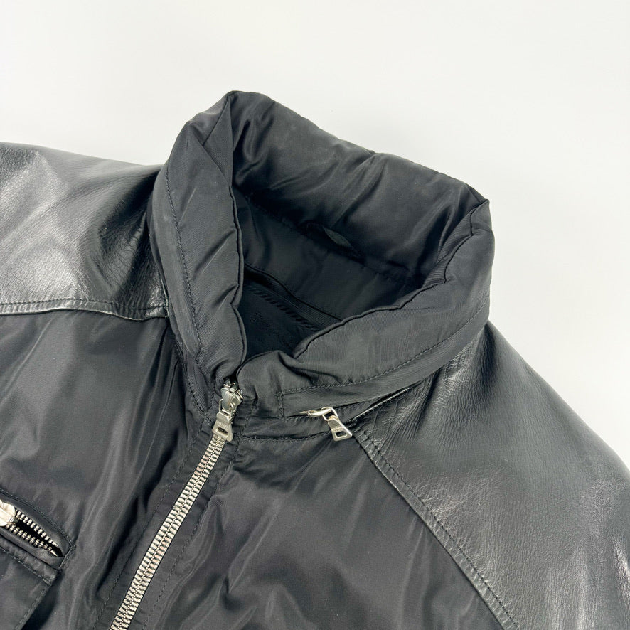 Prada Nylon & Leather Military-Inspired Parka FW1994