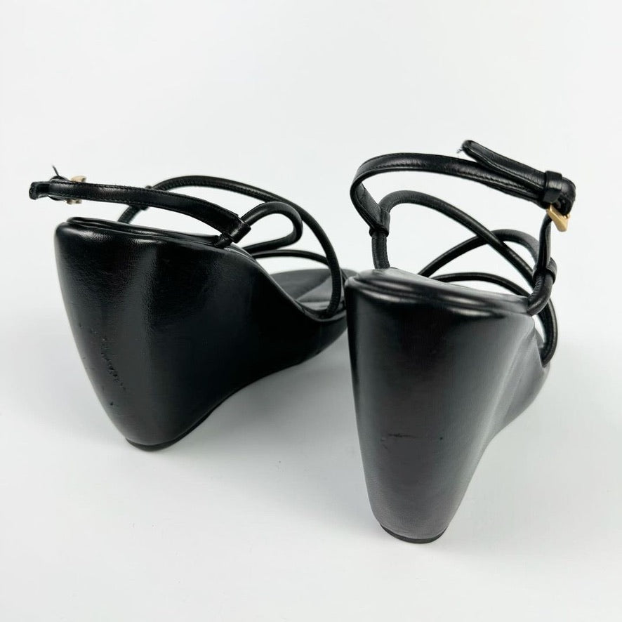 Prada Strapped Leather Wedge 2000s