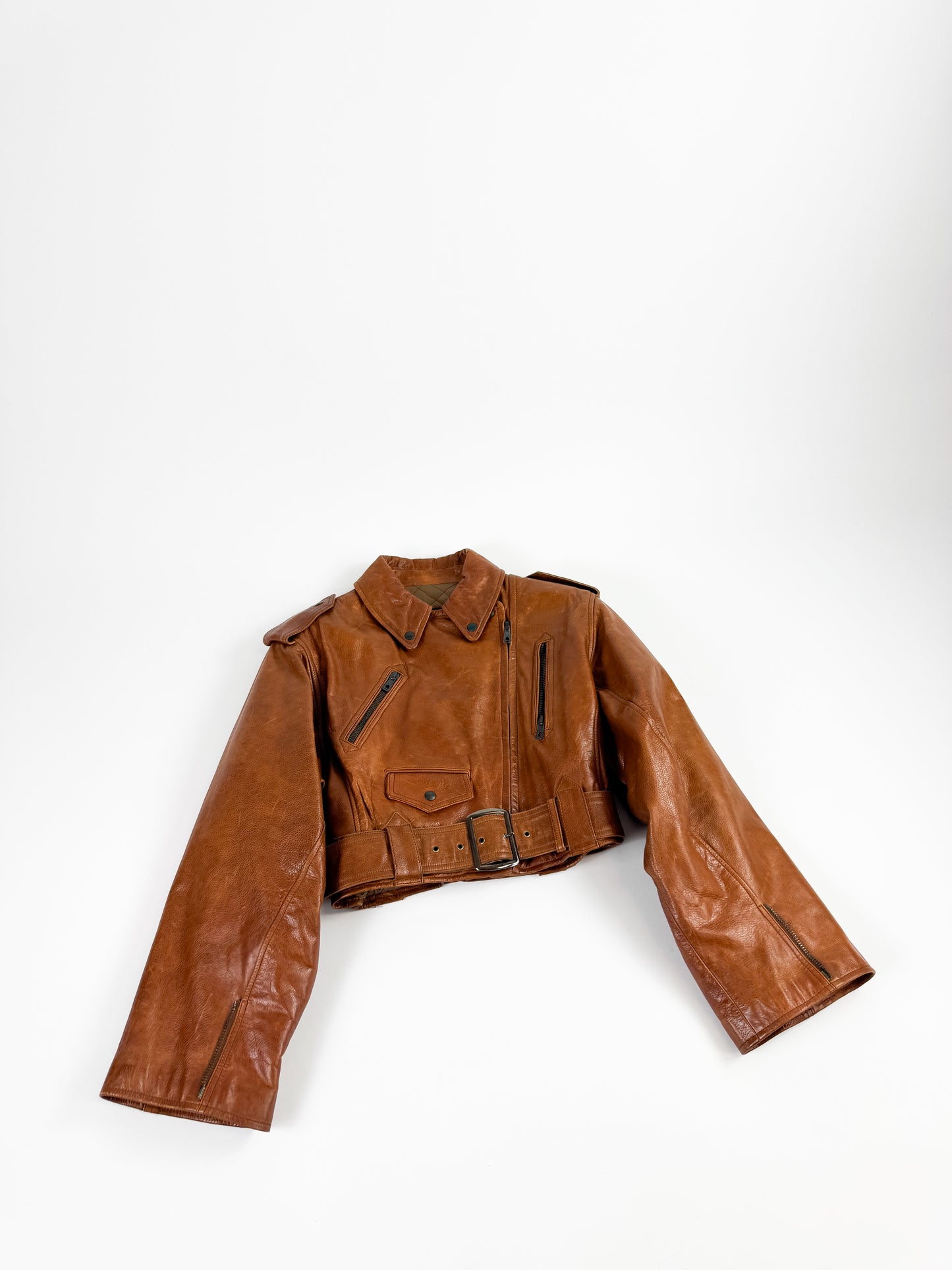 Jean Paul Gaultier Cuir Cropped Biker Leather Jacket SS1986