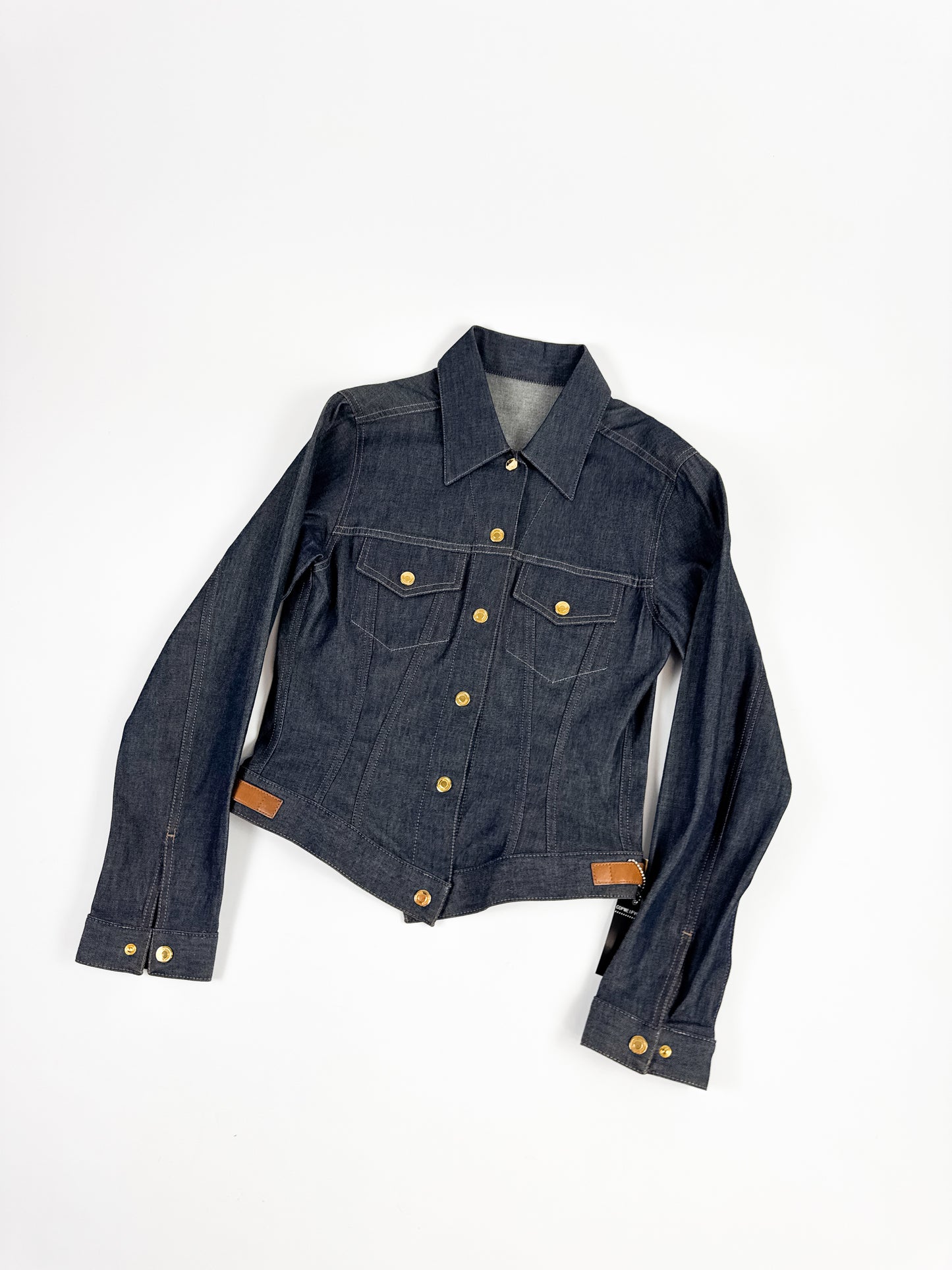 Gucci Tailored Denim Jacket with Brown Leather Belts SS2000