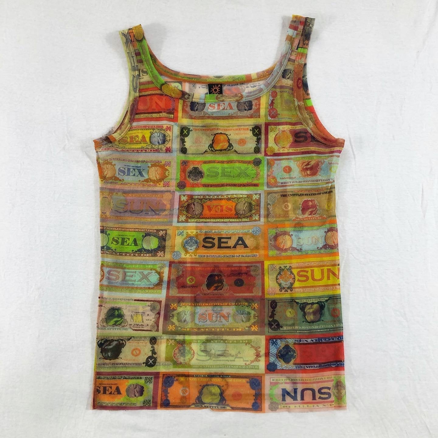 Jean Paul Gaultier Dollar Notes Mesh Tank 2000s