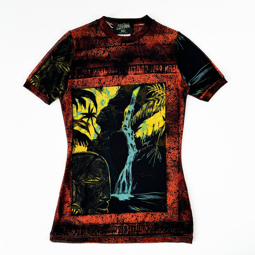Jean Paul Gaultier Tropical Waterfall Mesh T-shirt 2000s