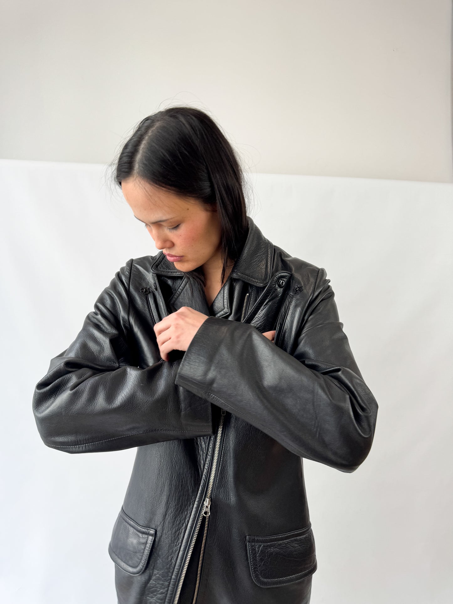 Ann Demeulemeester Chest Pocket Leather Jacket 2000s