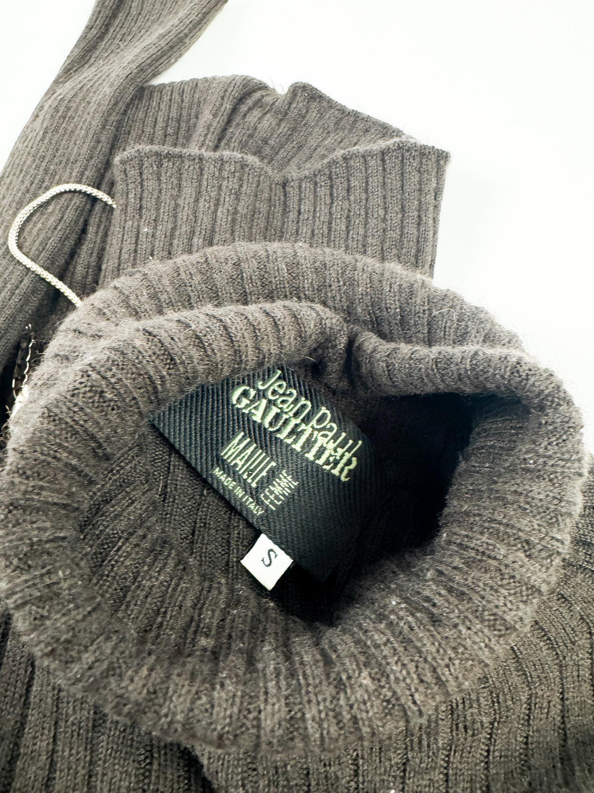 Jean Paul Gaultier Brown Wool Turtle Neck with Built-In Clasp Pocket 1990s