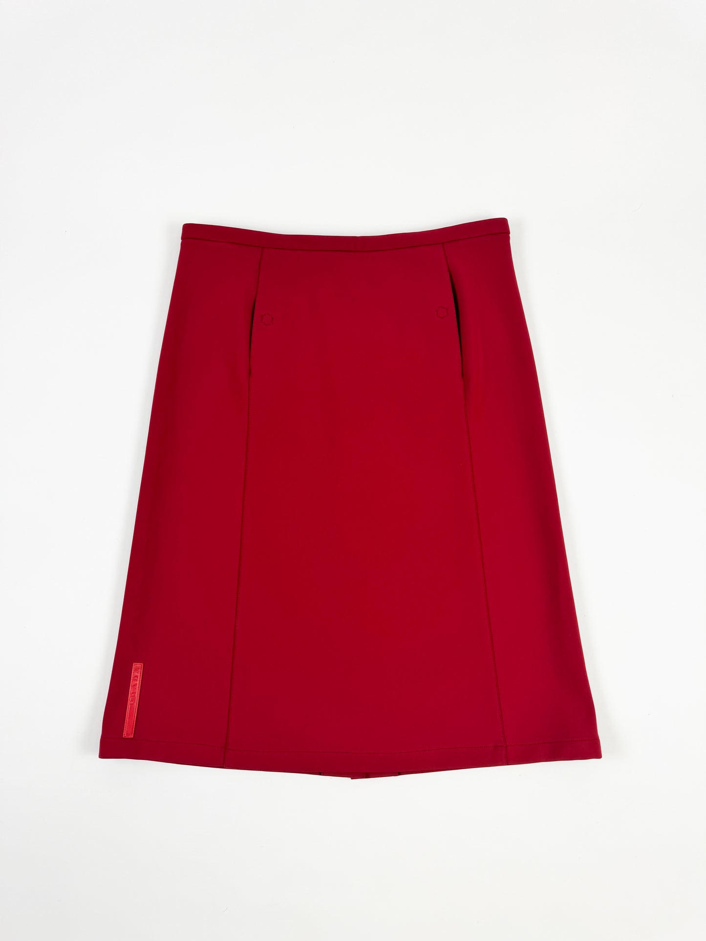 Prada Burgundy Red Nylon Skirt with Pockets SS2000