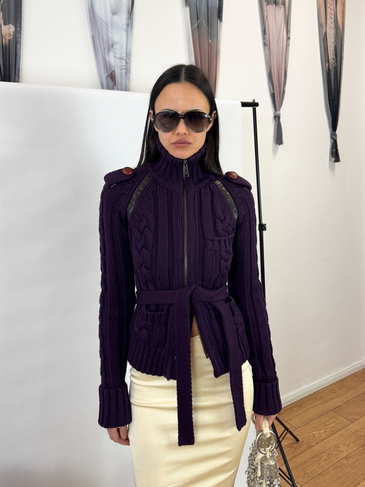 Dsquared2 Purple Zip-Up Knit FW2004 Runway