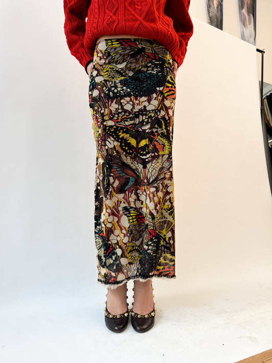 Jean Paul Gaultier Butterfly Mesh Maxi Skirt SS2003