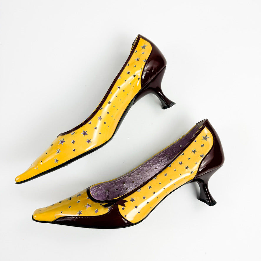 Prada Star Cut-Out Patent Leather Kitten Heels SS2000