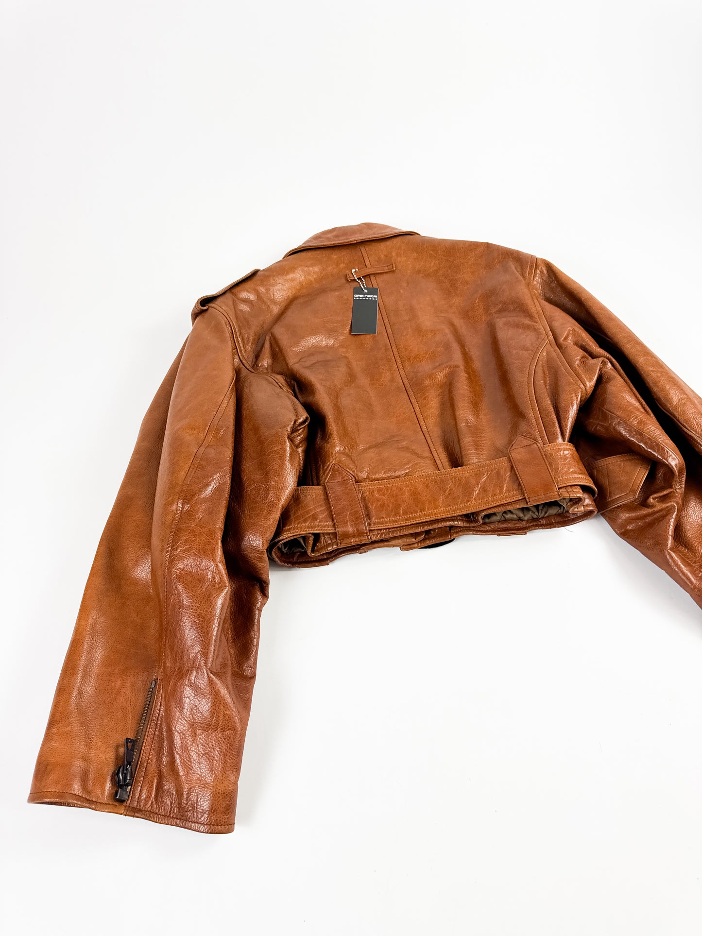 Jean Paul Gaultier Cuir Cropped Biker Leather Jacket SS1986