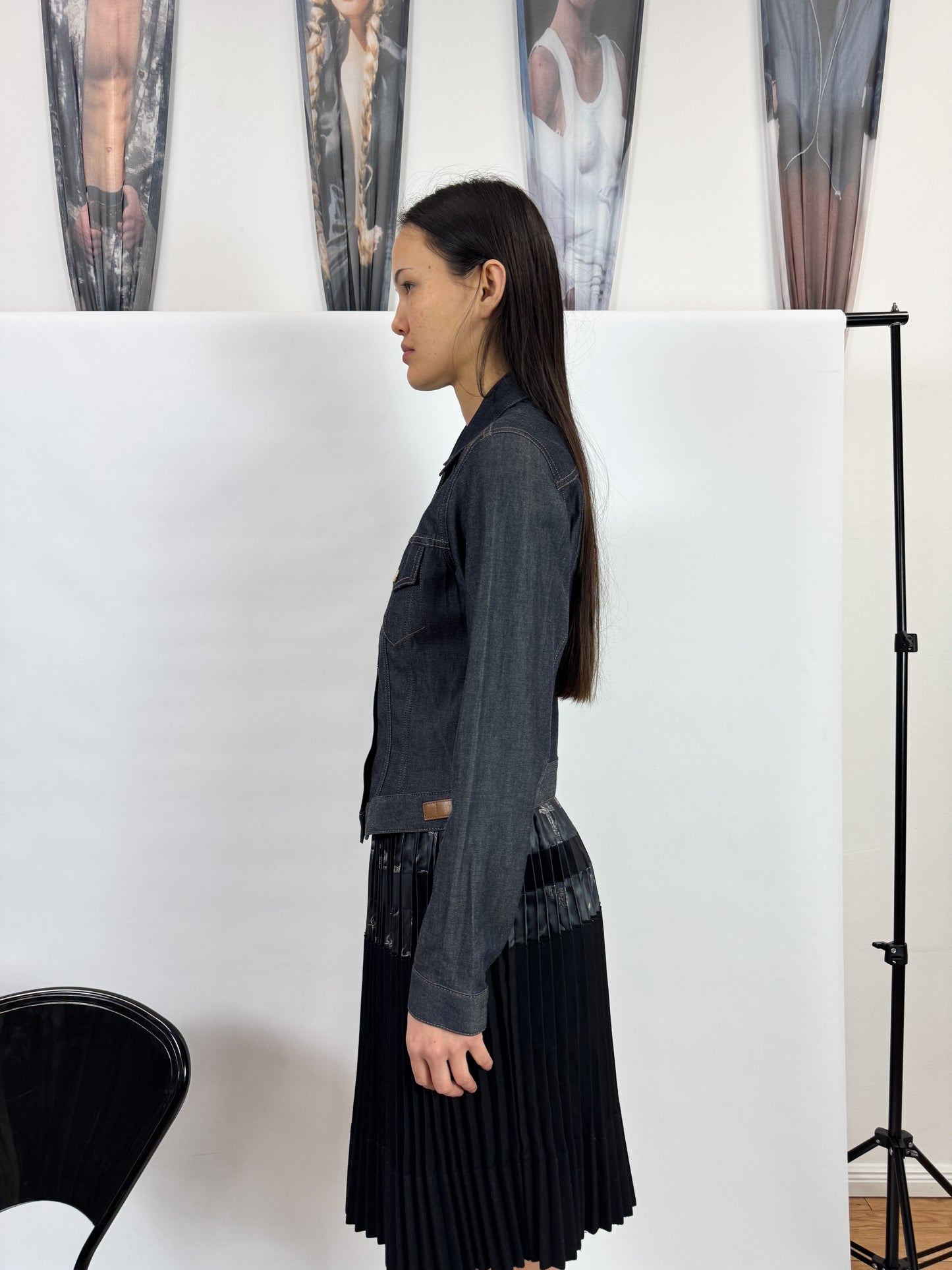 Gucci Tailored Denim Jacket with Brown Leather Belts SS2000