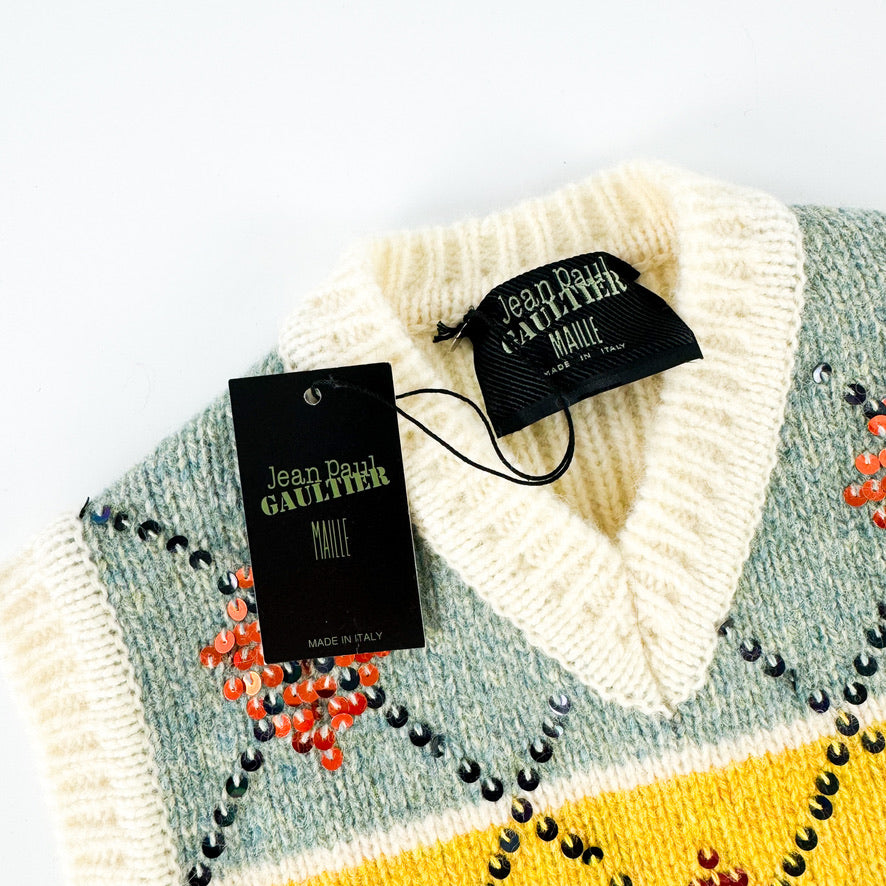 Jean Paul Gaultier Sequin Argyle Sweater Vest FW1999