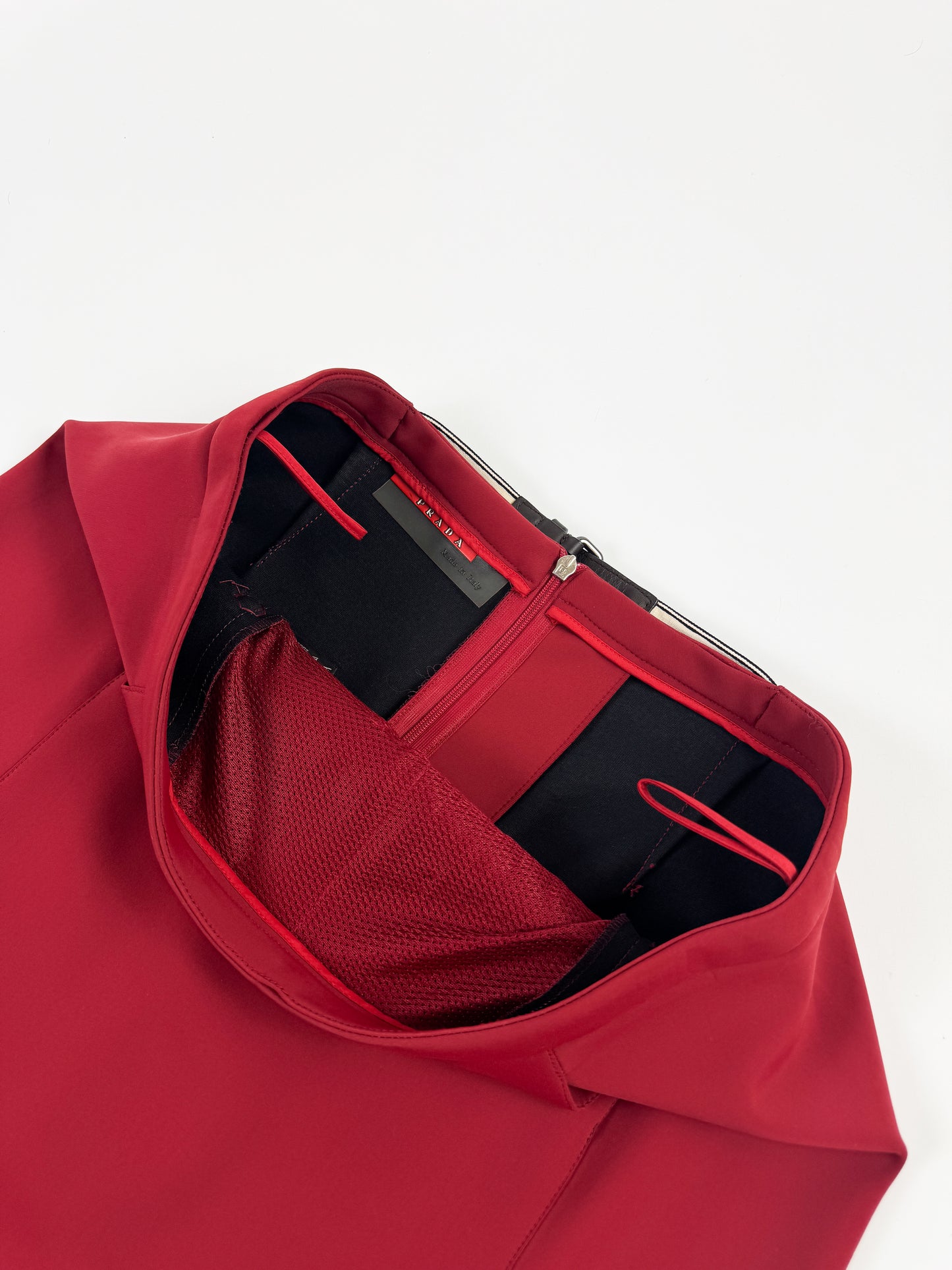 Prada Burgundy Red Nylon Skirt with Pockets SS2000