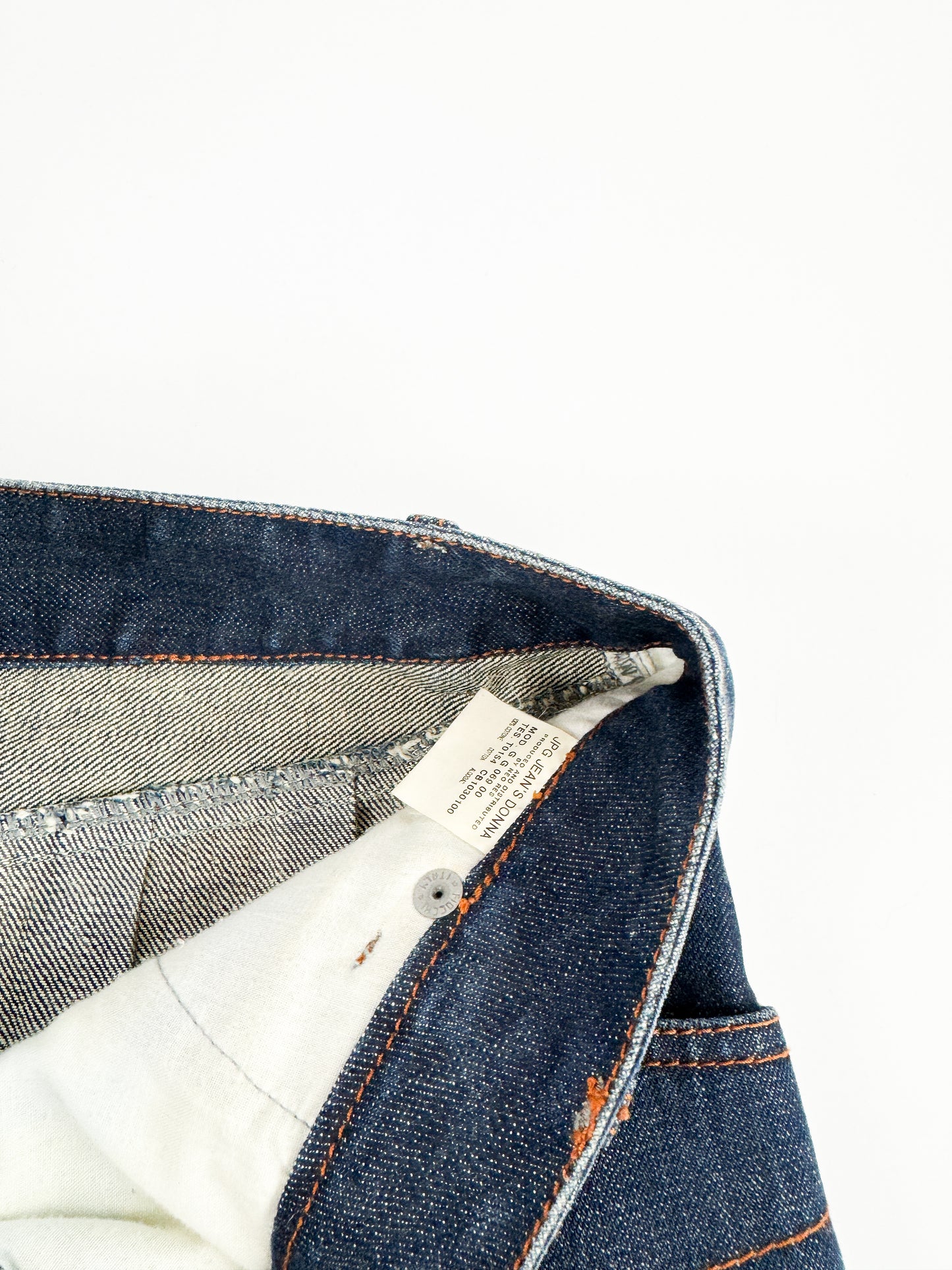 Jean Paul Gaultier Asymmetrical Pleat Denim Skirt FW2002